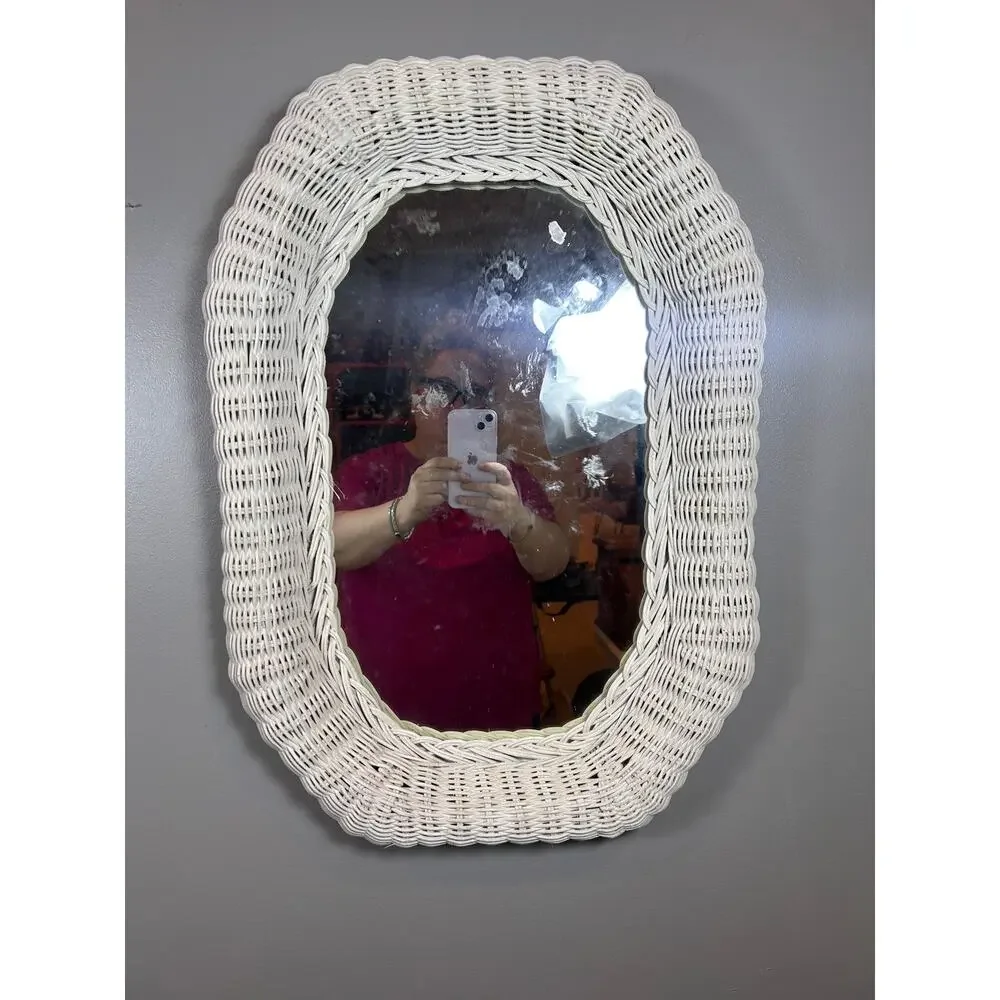 Wicker Octagon Mirror